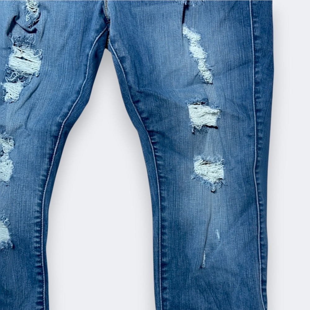 Torrid Womens Bombshell Skinny Jeans Size 18 SHORT Blue Distressed Medium Wash - Picture 3 of 11